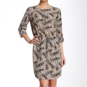 Vince Camuto Dress Leopard Animal Print Tan Black Roll Mini 12 Party Chic